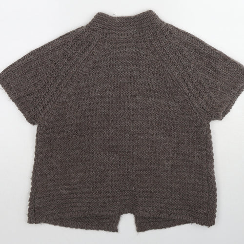 Oui Womens Brown Round Neck Acrylic Cardigan Jumper Size 14
