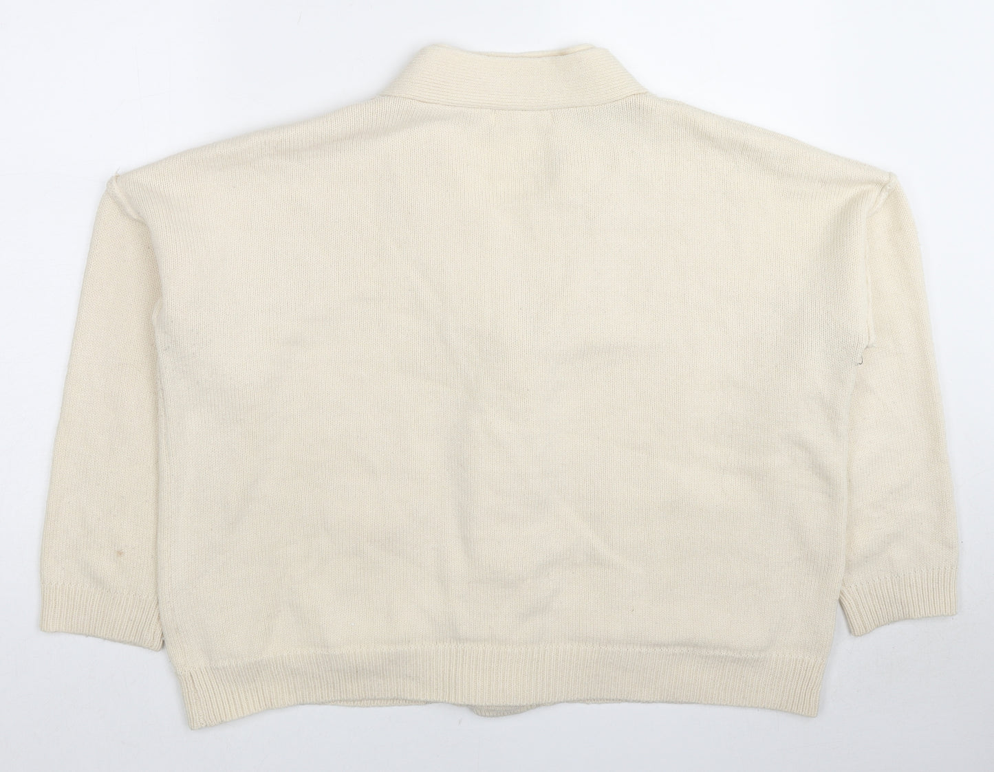 Fandisi Womens Ivory V-Neck Polyester Cardigan Jumper Size M