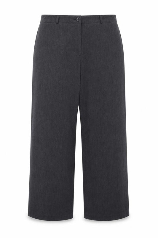 Front view of Maine New England women’s grey polyester trousers, size UK 14, 27-inch leg regular zip