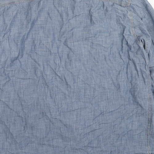 Gap Mens Blue Cotton Button-Up Size L Collared Button