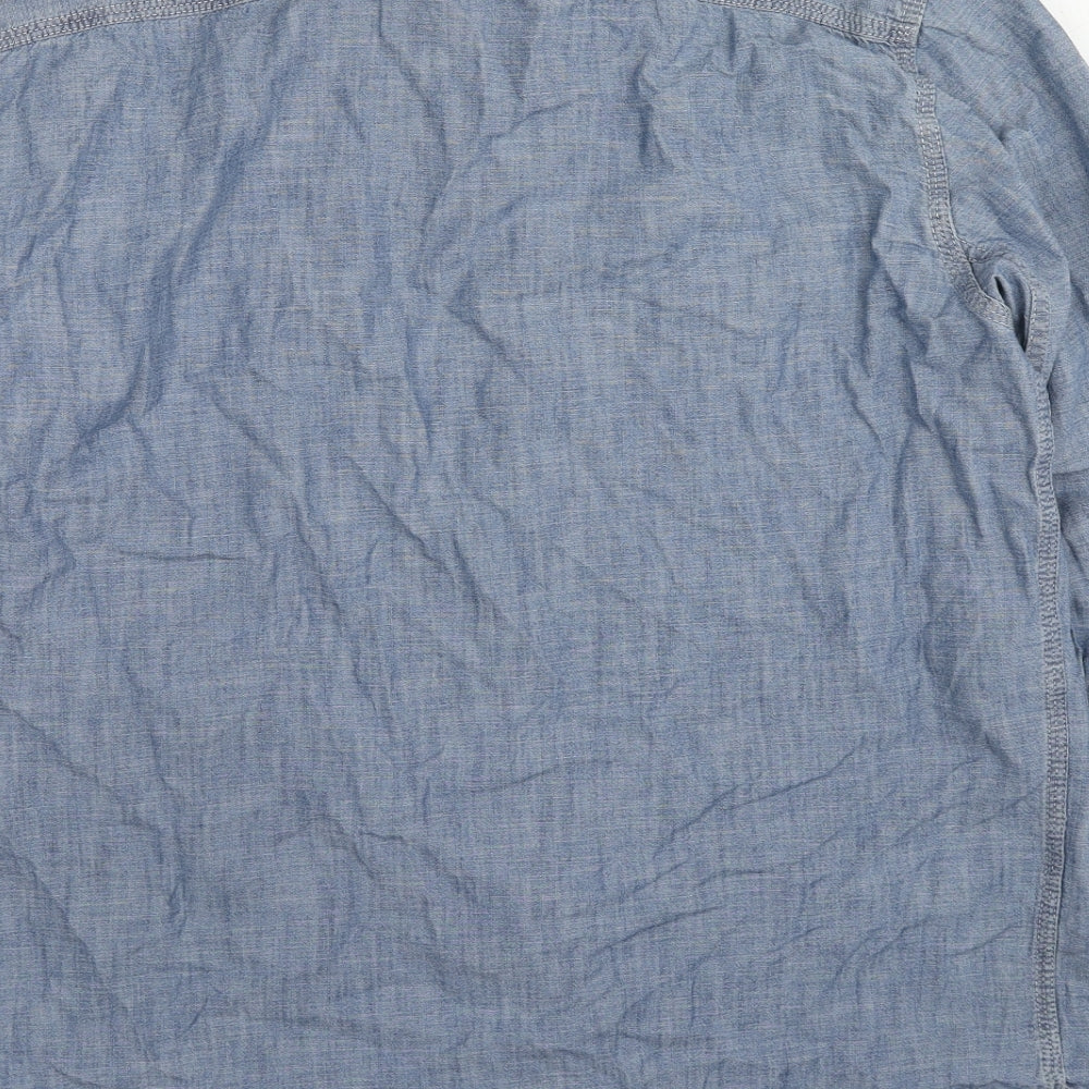 Gap Mens Blue Cotton Button-Up Size L Collared Button