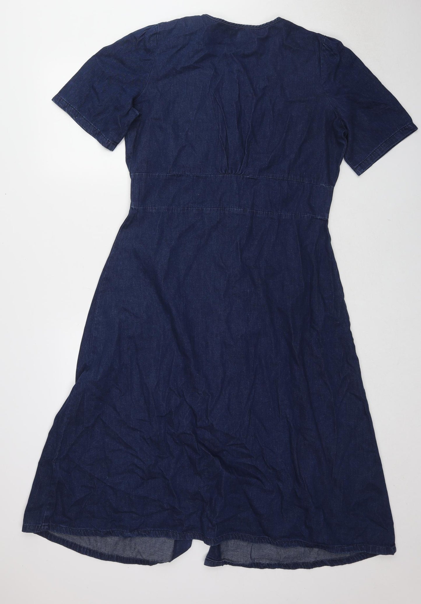 Nobody's child Womens Blue Cotton A-Line Size 14 V-Neck Button