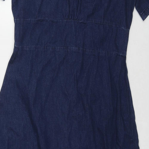 Nobody's child Womens Blue Cotton A-Line Size 14 V-Neck Button