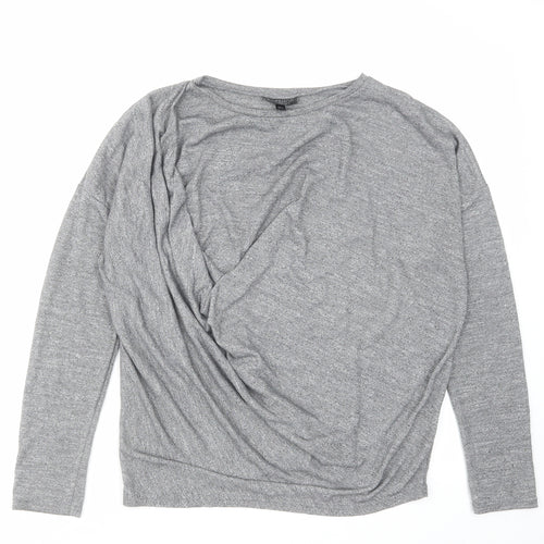 Topshop Womens Grey Polyester Basic Blouse Size 10 Round Neck