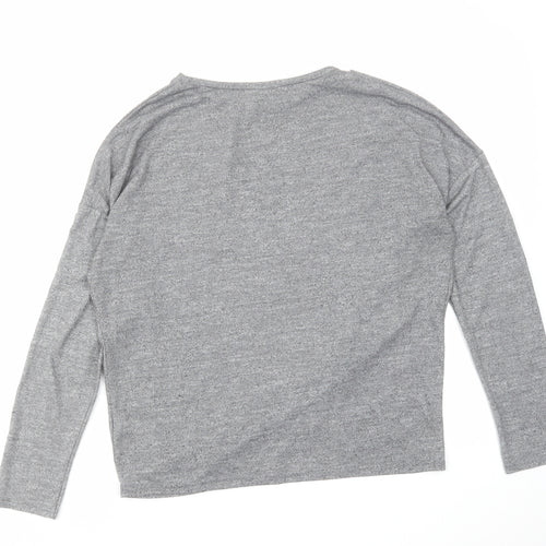 Topshop Womens Grey Polyester Basic Blouse Size 10 Round Neck