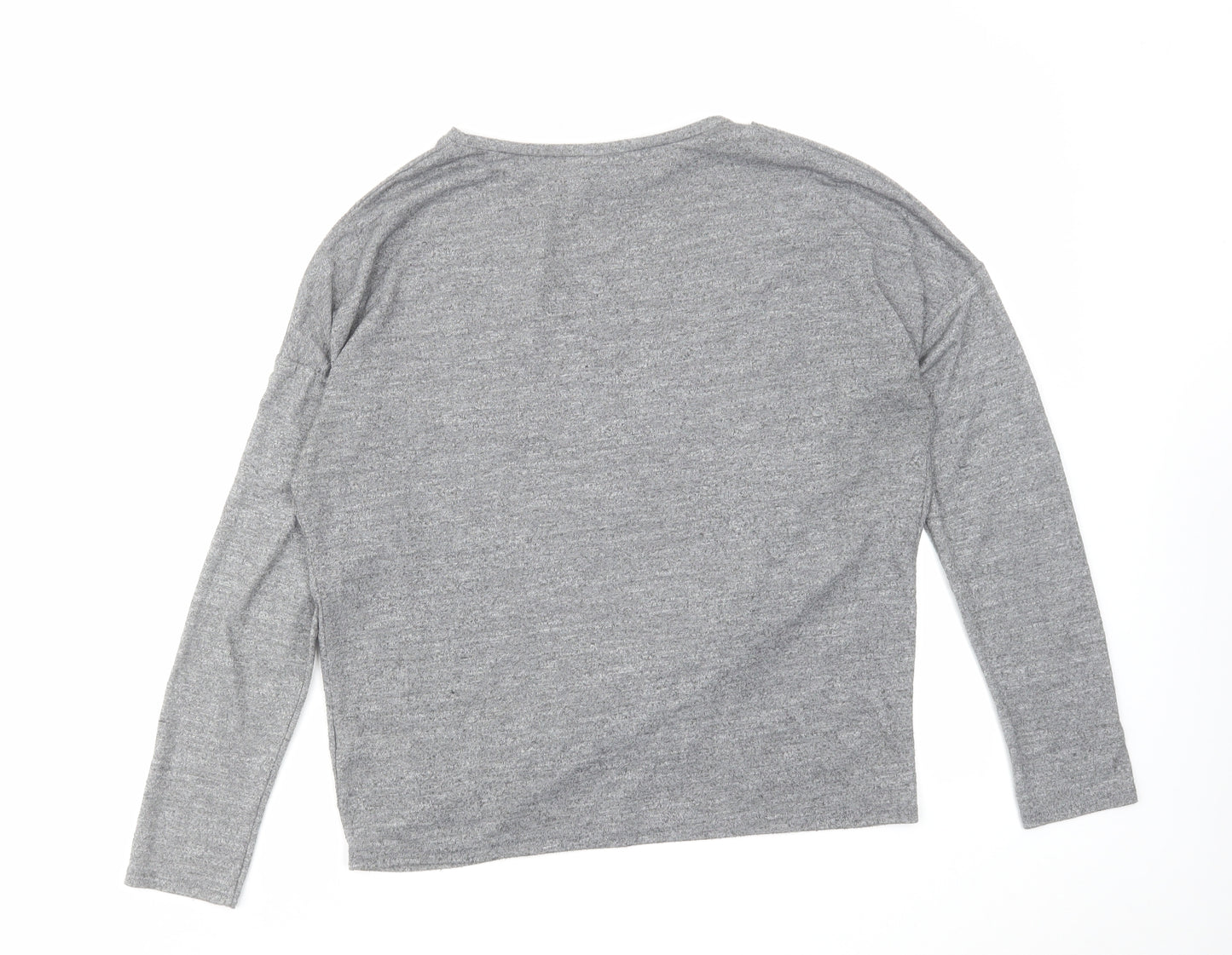 Topshop Womens Grey Polyester Basic Blouse Size 10 Round Neck