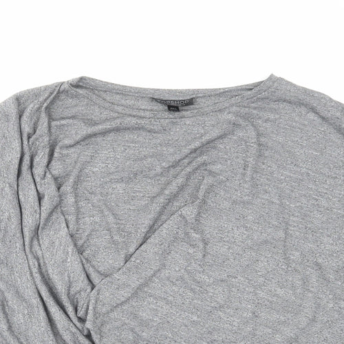 Topshop Womens Grey Polyester Basic Blouse Size 10 Round Neck