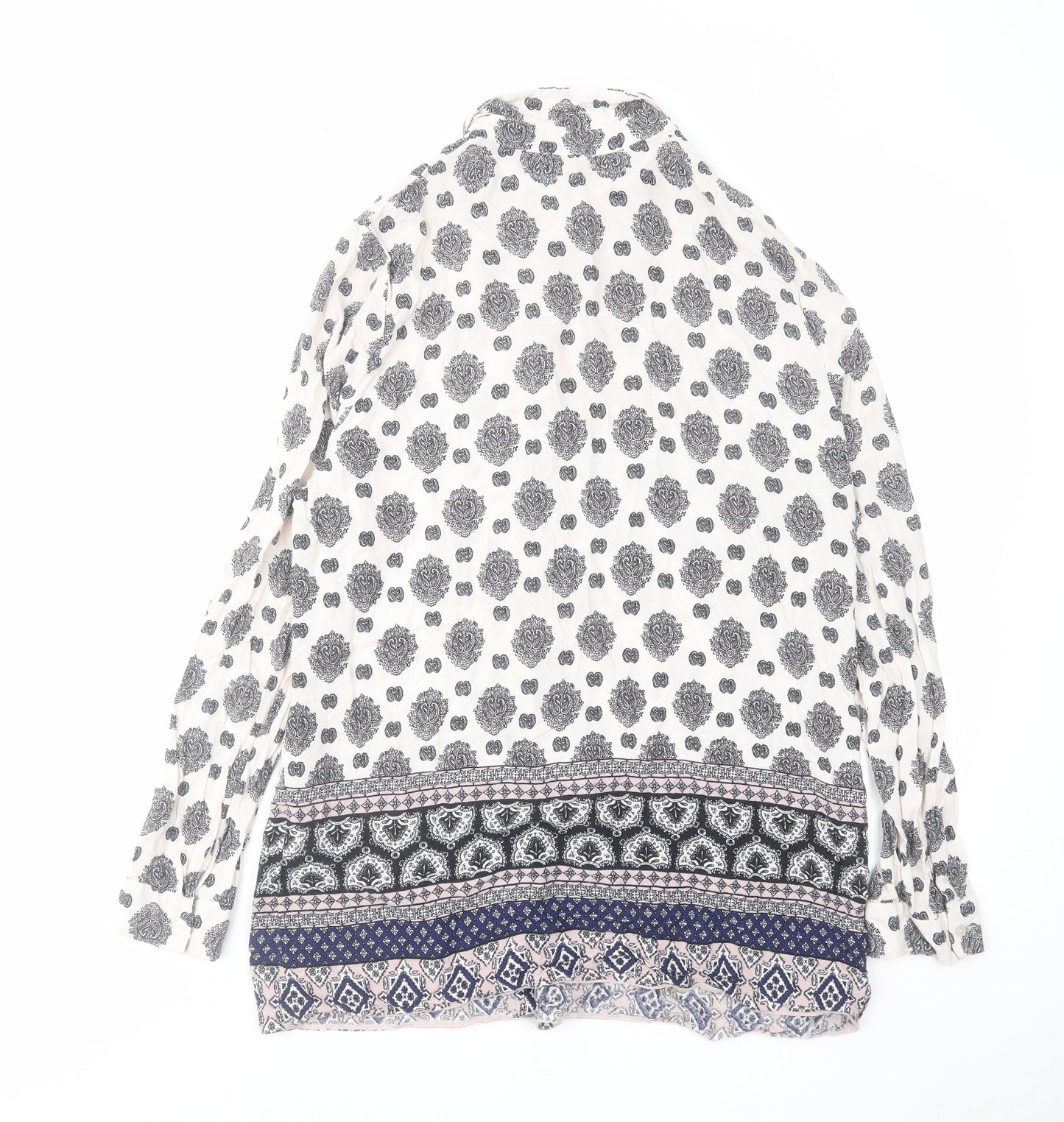 New Look Womens Multicoloured Geometric Viscose Basic Button-Up Size 16 Collared