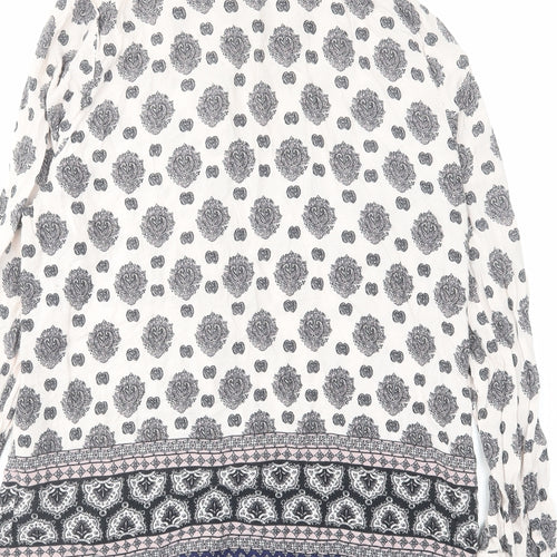 New Look Womens Multicoloured Geometric Viscose Basic Button-Up Size 16 Collared