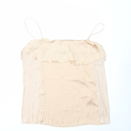 Zara Womens Beige Polyester Camisole Tank Size M Square Neck