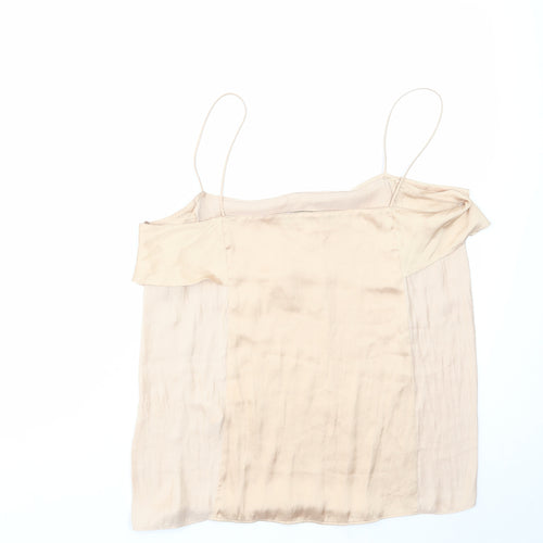 Zara Womens Beige Polyester Camisole Tank Size M Square Neck
