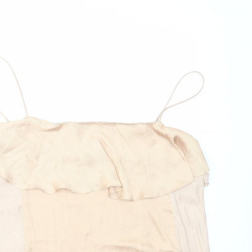 Zara Womens Beige Polyester Camisole Tank Size M Square Neck