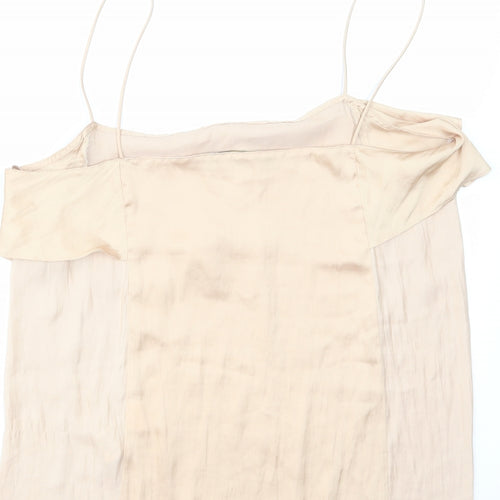Zara Womens Beige Polyester Camisole Tank Size M Square Neck