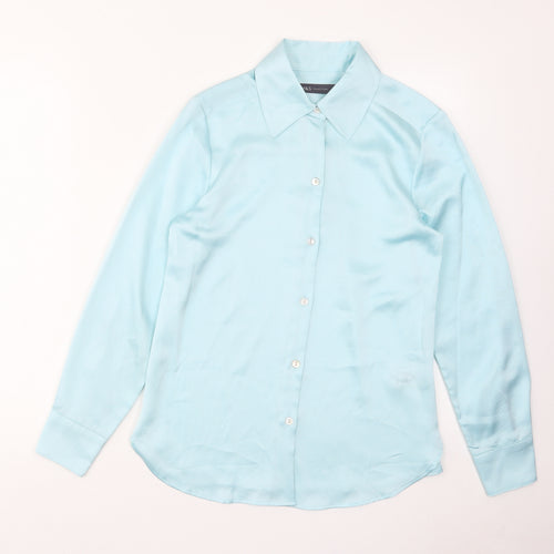 Marks and Spencer Womens Blue Polyester Basic Button-Up Size 6 Collared