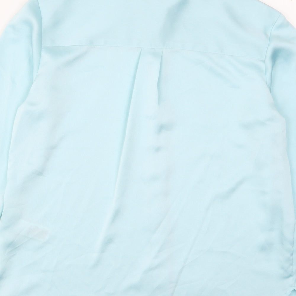 Marks and Spencer Womens Blue Polyester Basic Button-Up Size 6 Collared