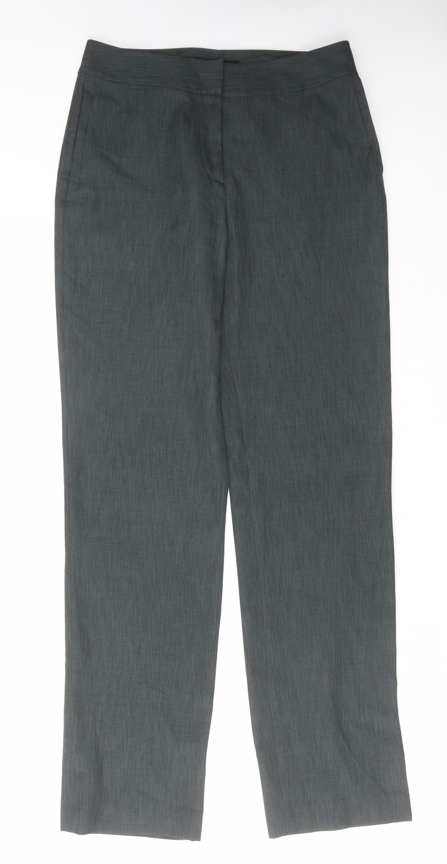 THOMO Womens Grey Polyester Trousers Size 8 L31 in Regular Hook & Eye