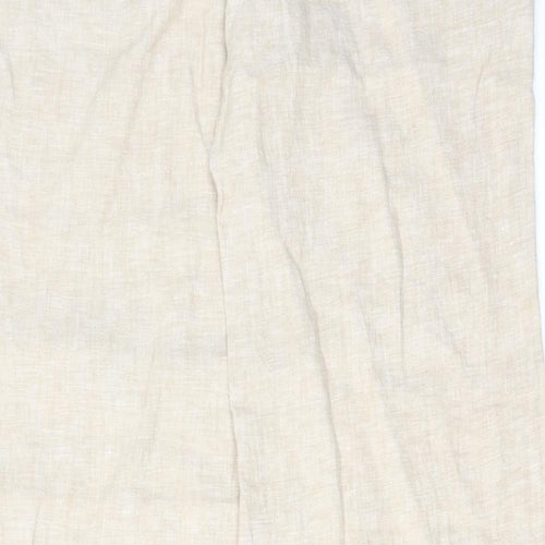 H&M Womens Beige Linen Trousers Size 14 L32 in Regular Zip