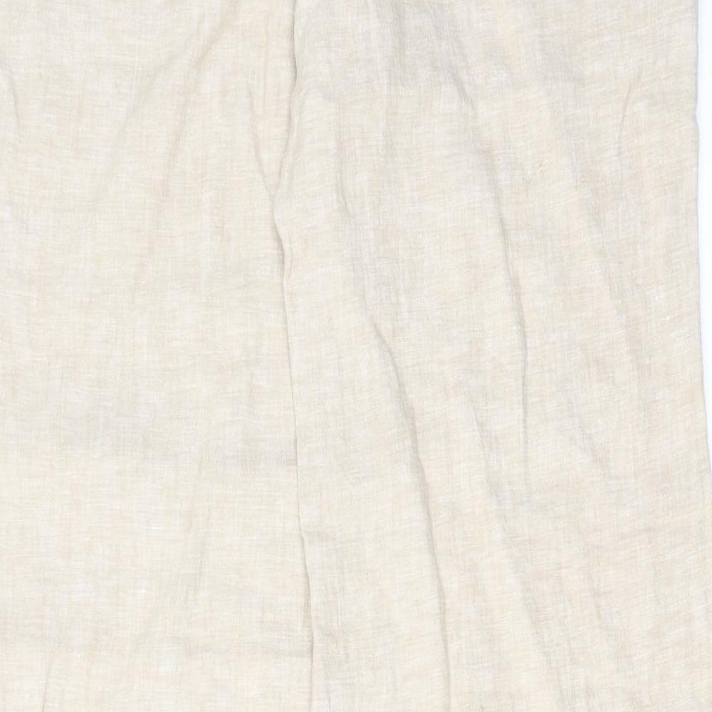 H&M Womens Beige Linen Trousers Size 14 L32 in Regular Zip