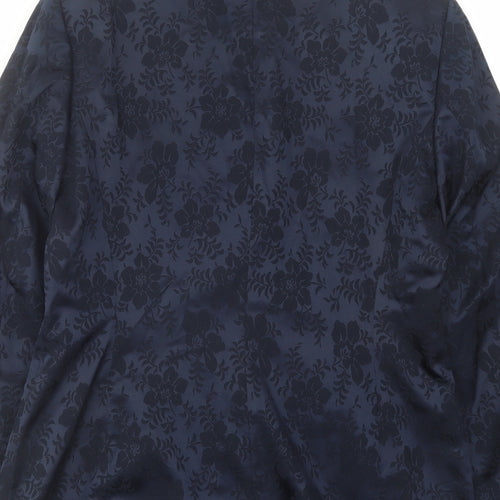 NEXT Womens Blue Floral Acetate Jacket Suit Jacket Size 12