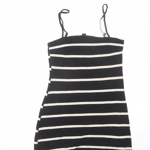 FACTORIE Womens Black Striped Polyester Mini Size XS Square Neck Pullover