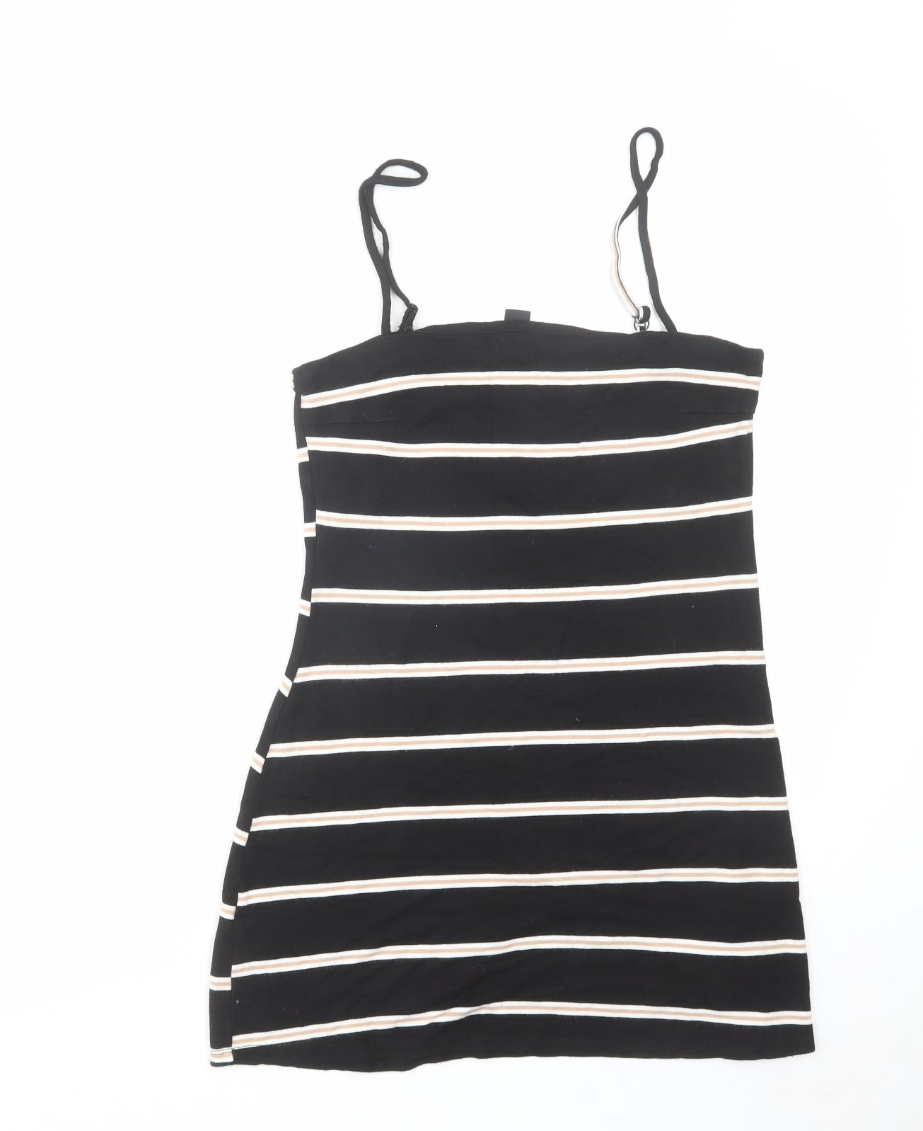 FACTORIE Womens Black Striped Polyester Mini Size XS Square Neck Pullover