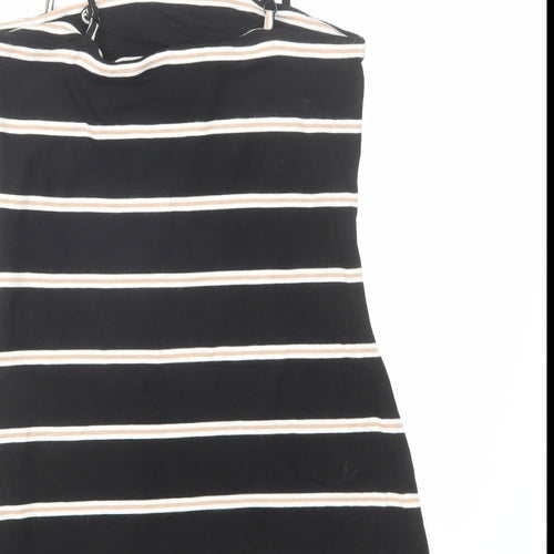 FACTORIE Womens Black Striped Polyester Mini Size XS Square Neck Pullover