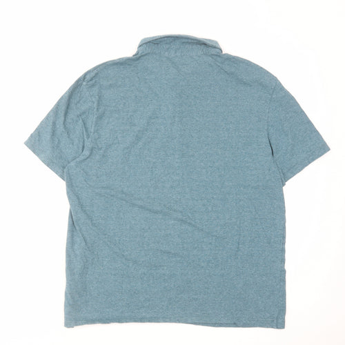 H&M Mens Blue Cotton Polo Size XL Collared Button