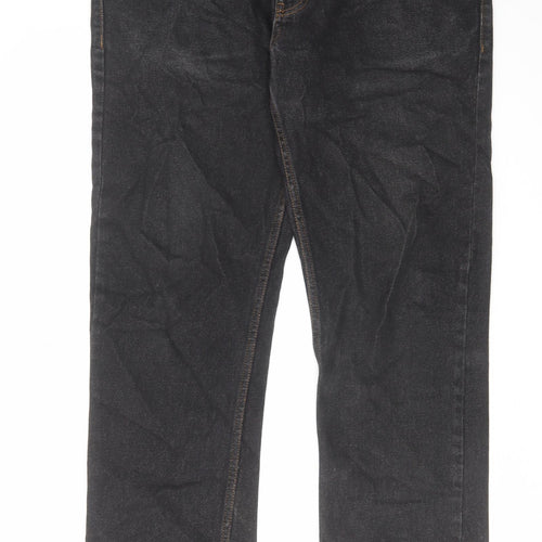 George Mens Black Cotton Straight Jeans Size 34 in L32 in Regular Zip