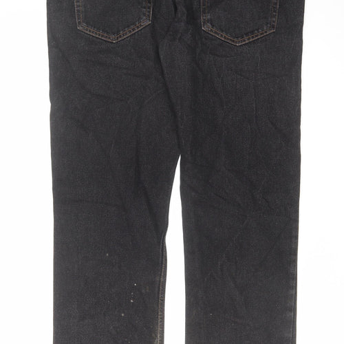 George Mens Black Cotton Straight Jeans Size 34 in L32 in Regular Zip