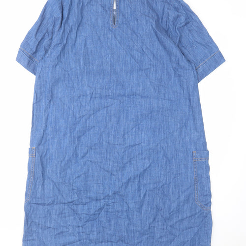 NEXT Womens Blue Cotton A-Line Size 16 Round Neck Button