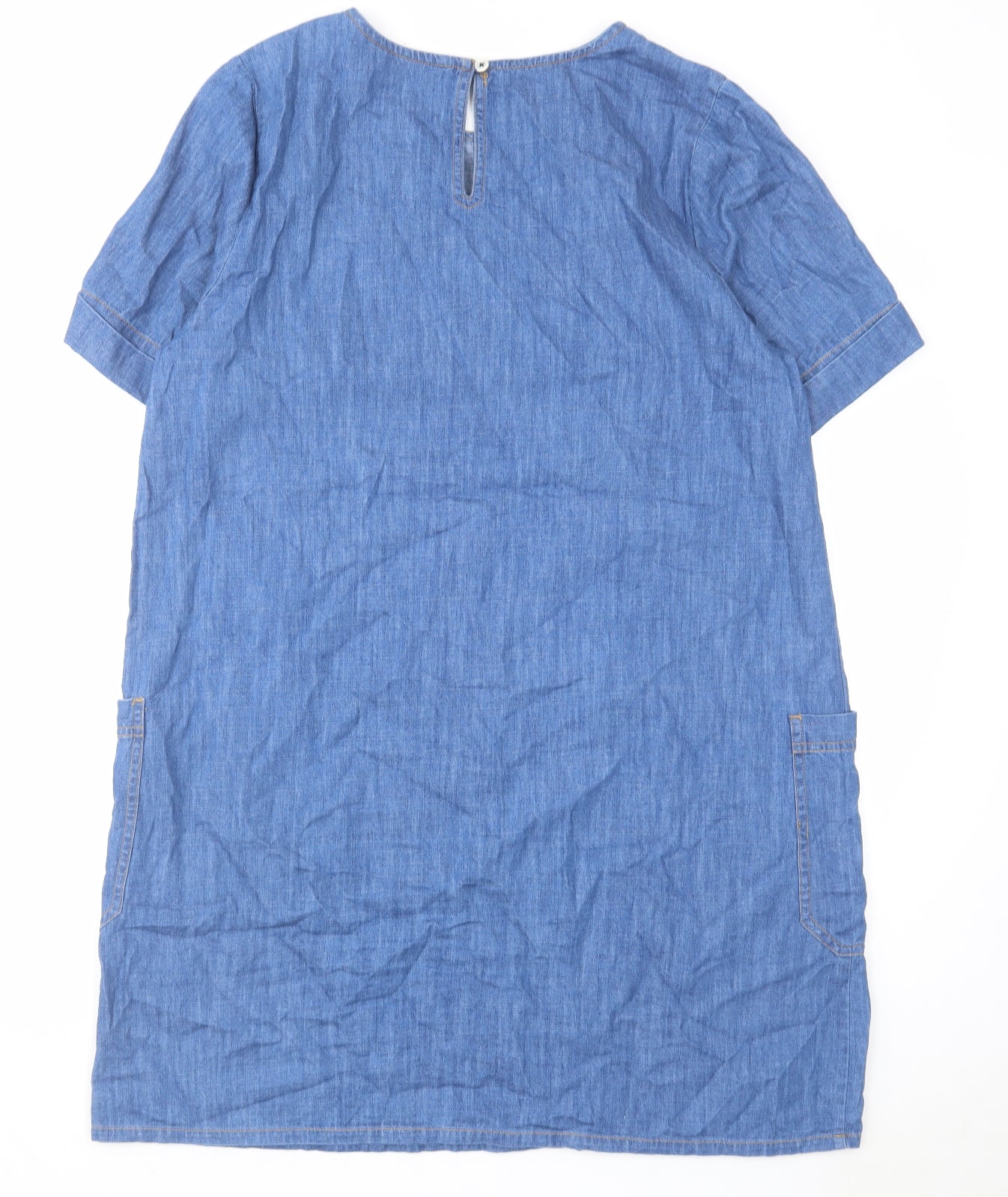 NEXT Womens Blue Cotton A-Line Size 16 Round Neck Button