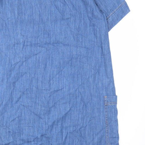 NEXT Womens Blue Cotton A-Line Size 16 Round Neck Button