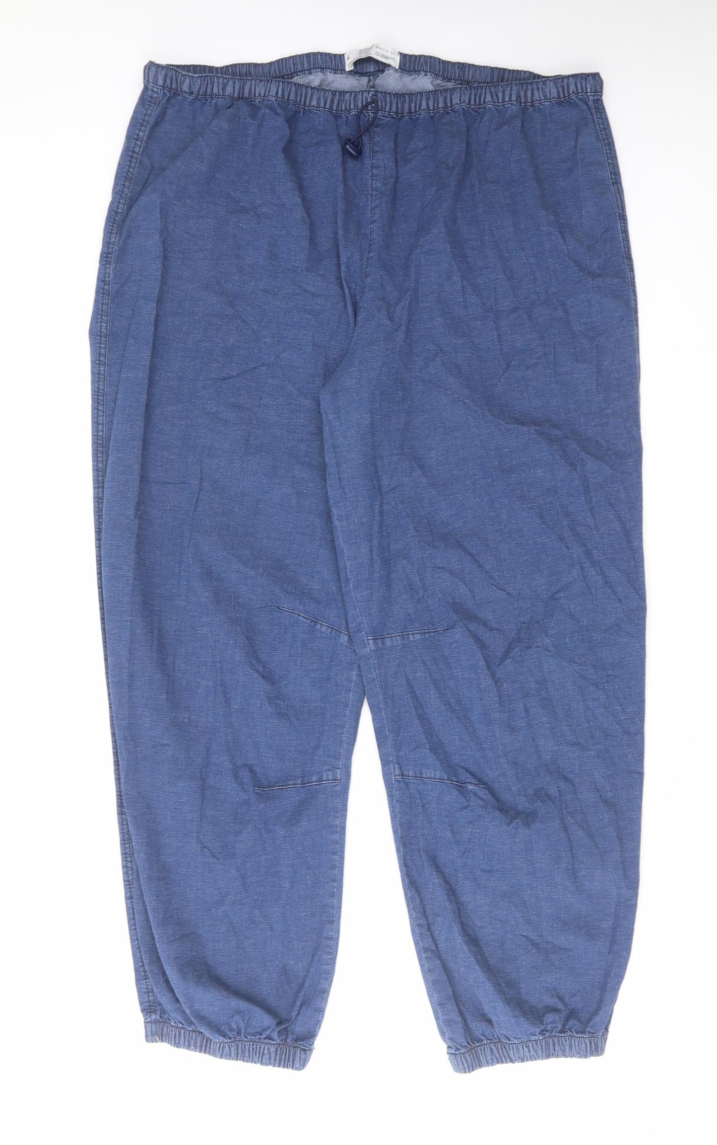 Denim & Co. Womens Blue Cotton Tapered Jeans Size 14 L27 in Regular Drawstring