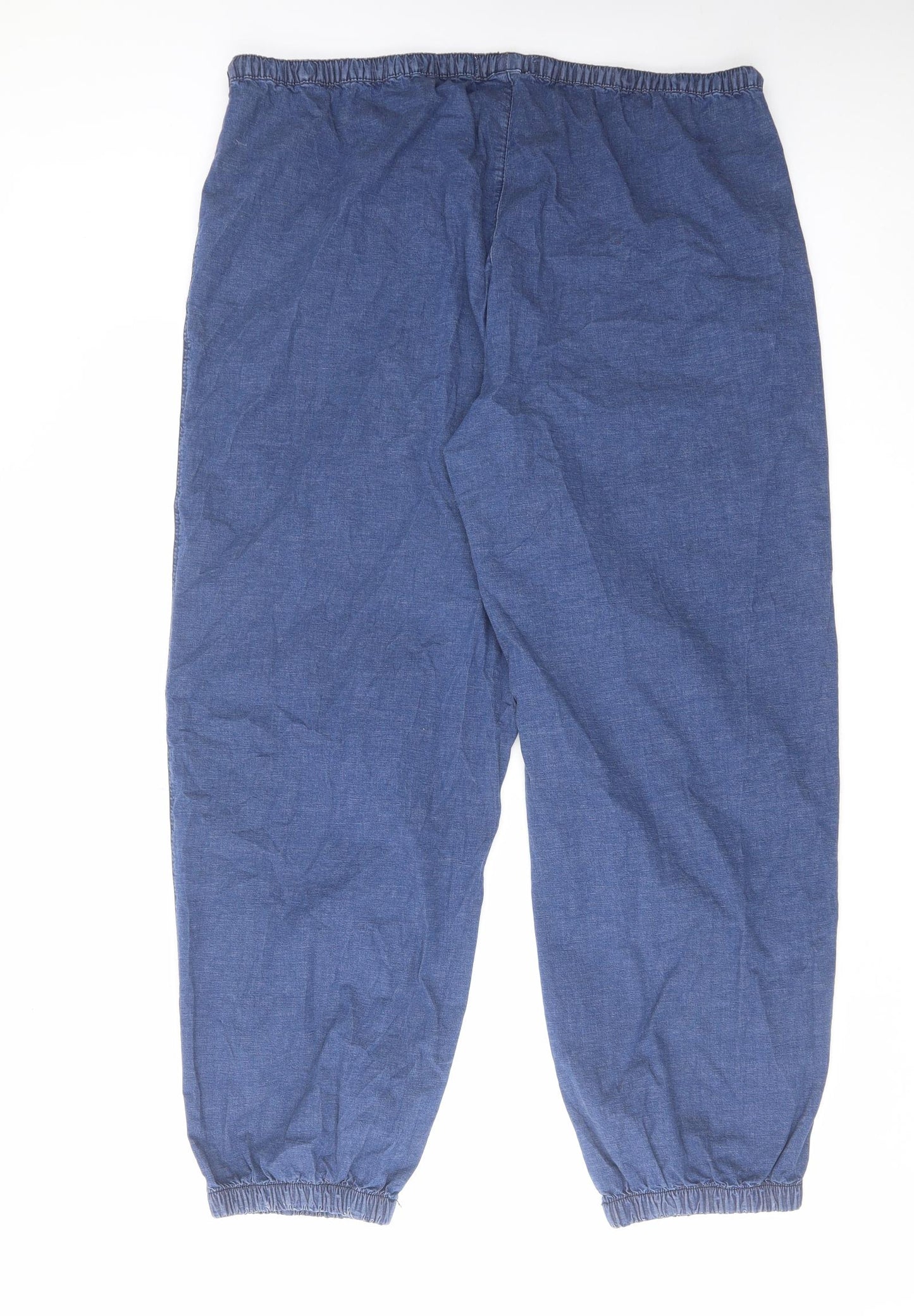 Denim & Co. Womens Blue Cotton Tapered Jeans Size 14 L27 in Regular Drawstring