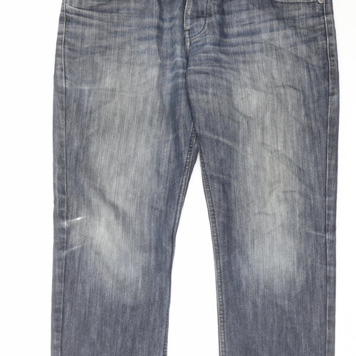 Next Mens Blue Cotton Straight Jeans Size 36 in L29 in Regular Button