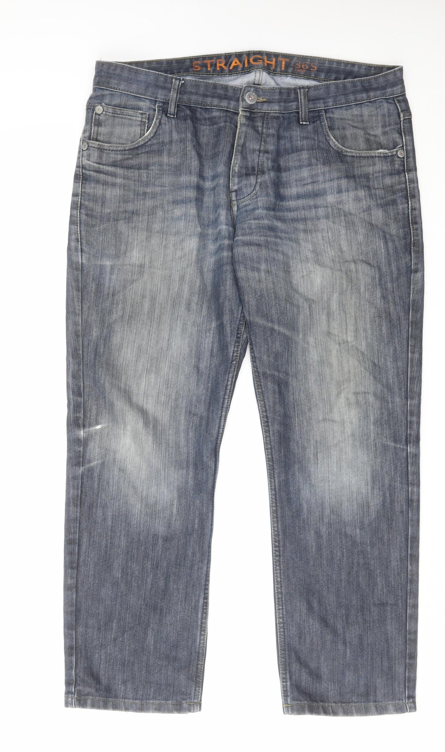 Next Mens Blue Cotton Straight Jeans Size 36 in L29 in Regular Button