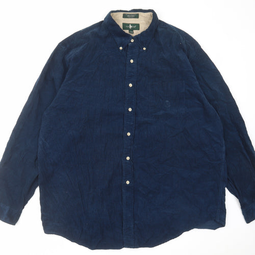 Hunt Club Mens Blue Cotton Button-Up Size XL Collared Buckle