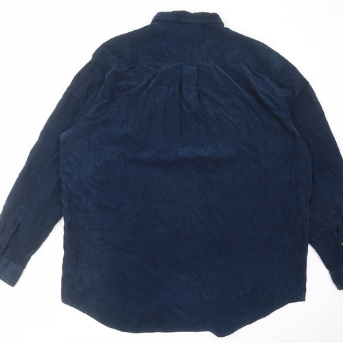 Hunt Club Mens Blue Cotton Button-Up Size XL Collared Buckle