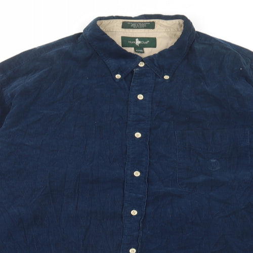 Hunt Club Mens Blue Cotton Button-Up Size XL Collared Buckle