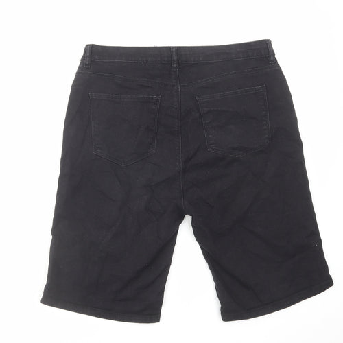 Peacocks Womens Black Cotton Bermuda Shorts Size 14 L10 in Regular Zip
