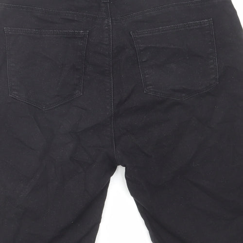 Peacocks Womens Black Cotton Bermuda Shorts Size 14 L10 in Regular Zip