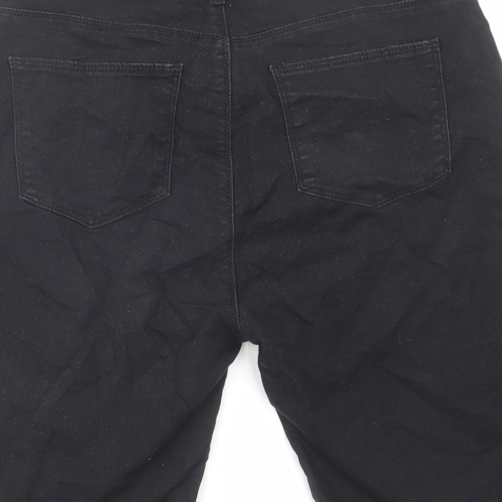 Peacocks Womens Black Cotton Bermuda Shorts Size 14 L10 in Regular Zip