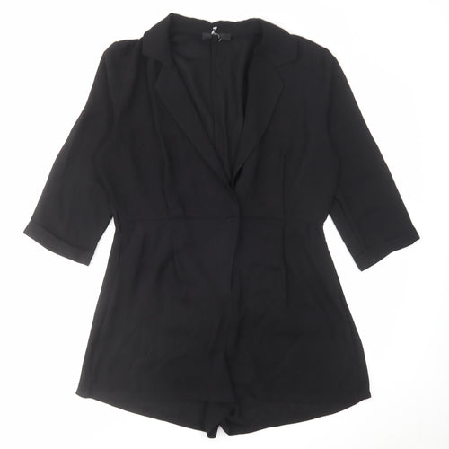 Missguided Womens Black Polyester Playsuit One-Piece Size 14 L30 in Button
