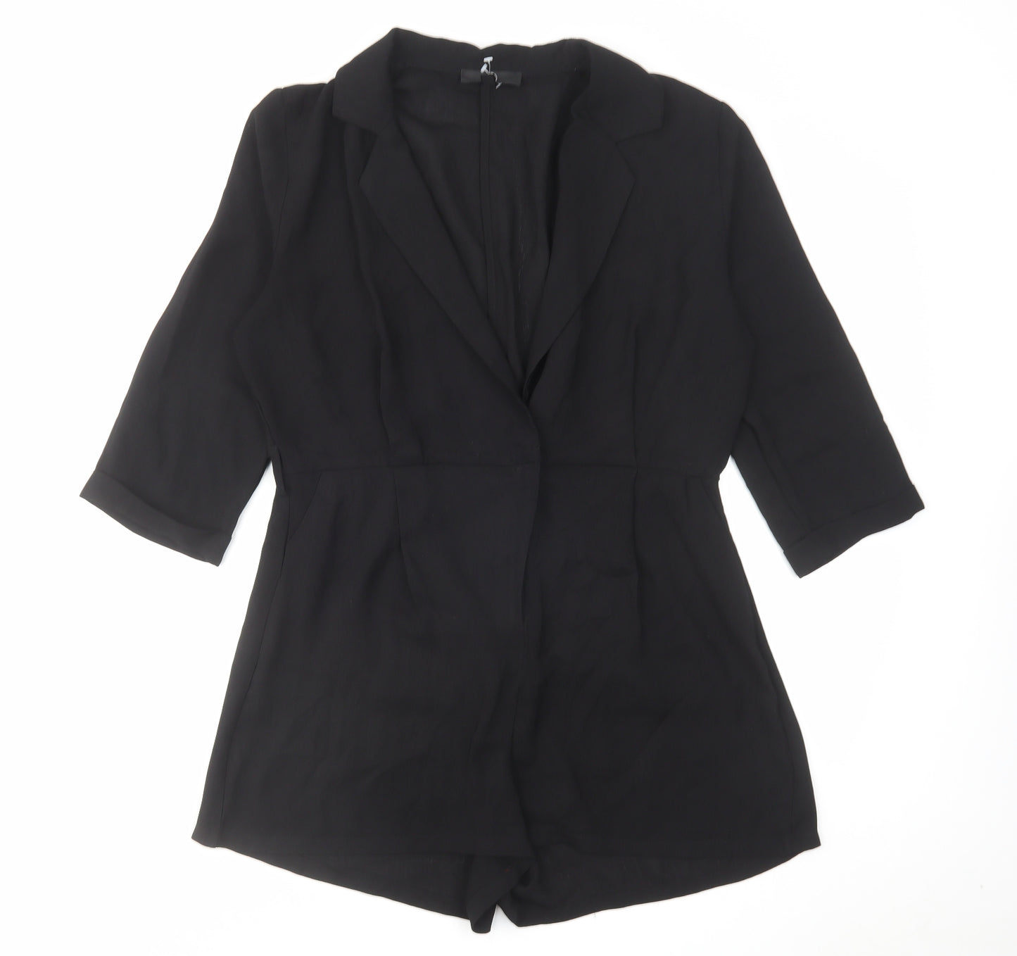 Missguided Womens Black Polyester Playsuit One-Piece Size 14 L30 in Button