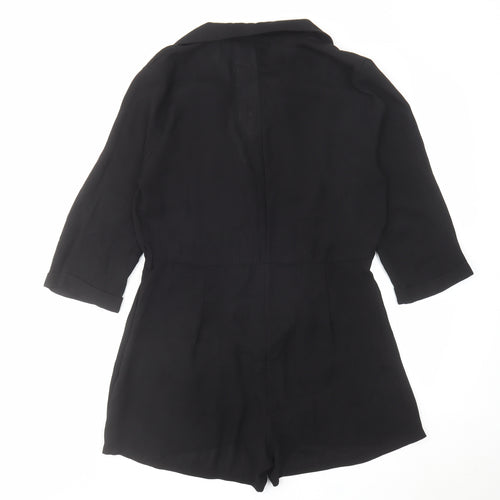 Missguided Womens Black Polyester Playsuit One-Piece Size 14 L30 in Button