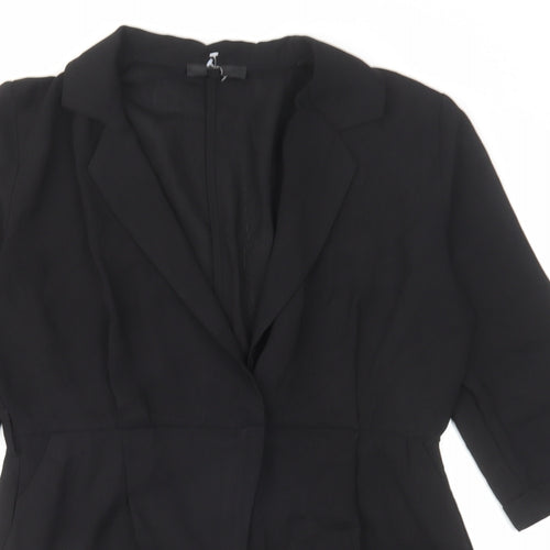 Missguided Womens Black Polyester Playsuit One-Piece Size 14 L30 in Button