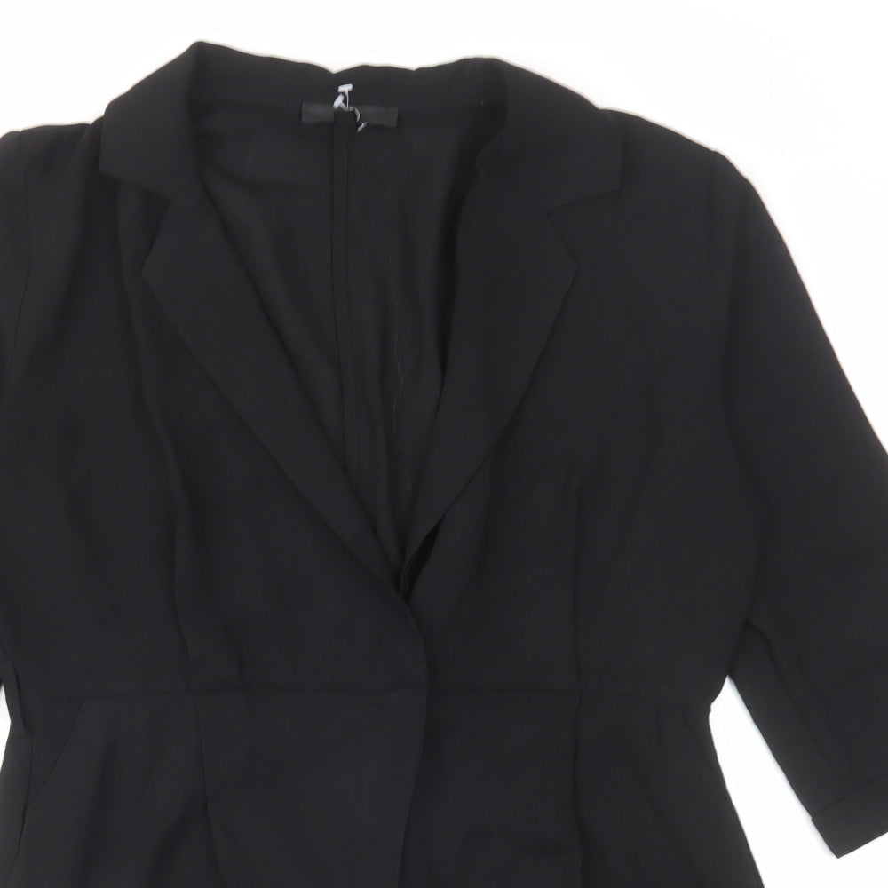 Missguided Womens Black Polyester Playsuit One-Piece Size 14 L30 in Button