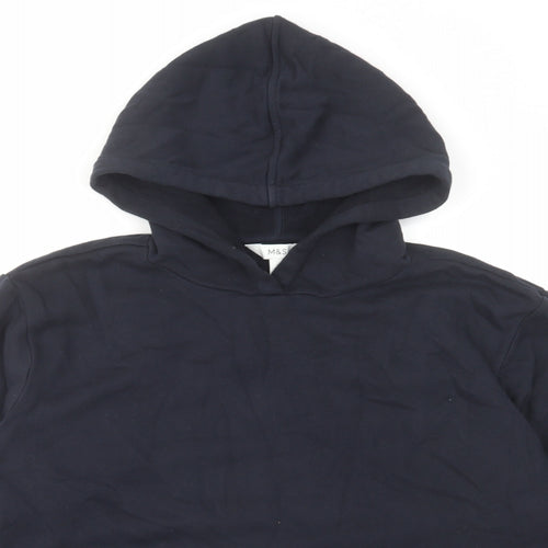 Marks and Spencer Mens Blue Cotton Pullover Hoodie Size L
