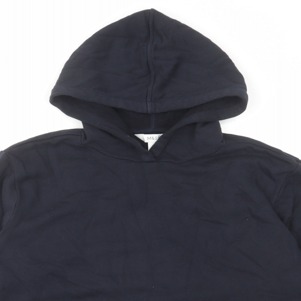 Marks and Spencer Mens Blue Cotton Pullover Hoodie Size L