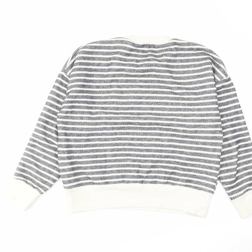 Zara Womens Grey Striped Polyester Pullover Sweatshirt Size M Pullover